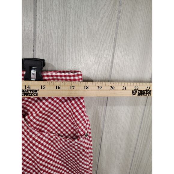 Vintage Capris Women's Size 16 Red White Checkered Gingham Granny Plus Country - Picture 4 of 7